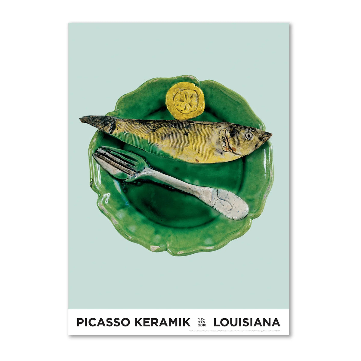 Pablo Picasso《Still Life with Fish, Fork and Slice of Lemon》Louisiana 原裝海報 A3
