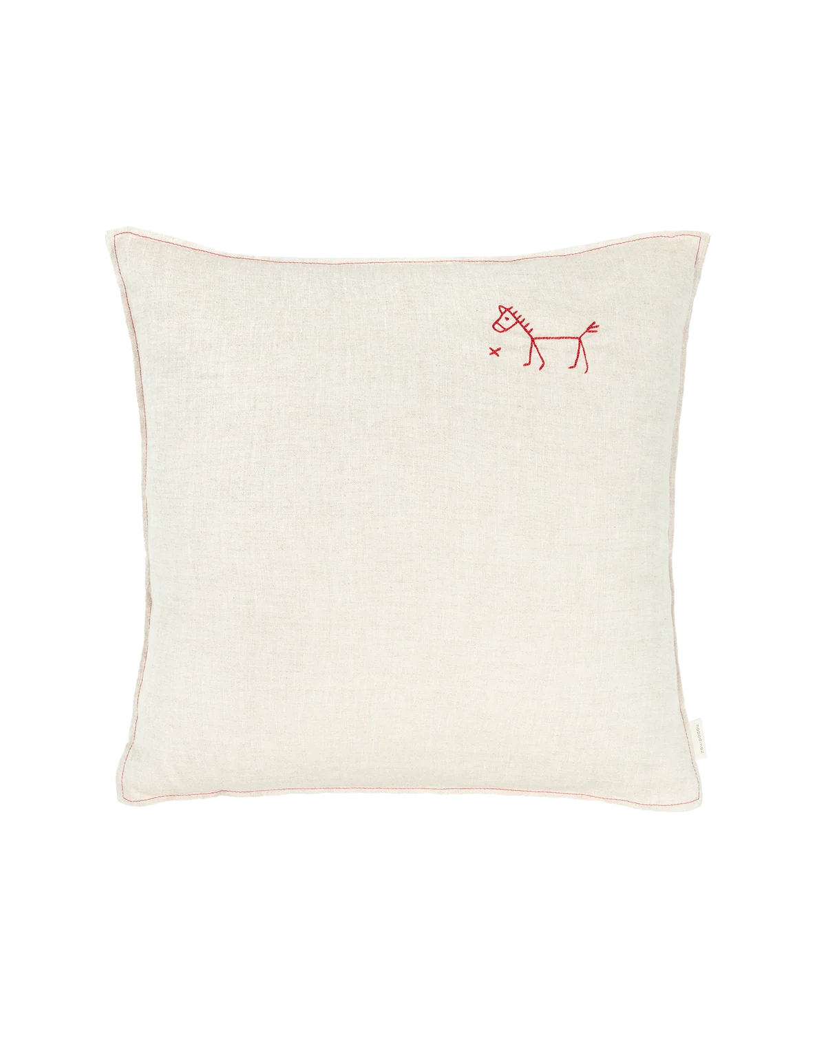 Nobodinoz 法國亞麻刺繡抱枕 米灰