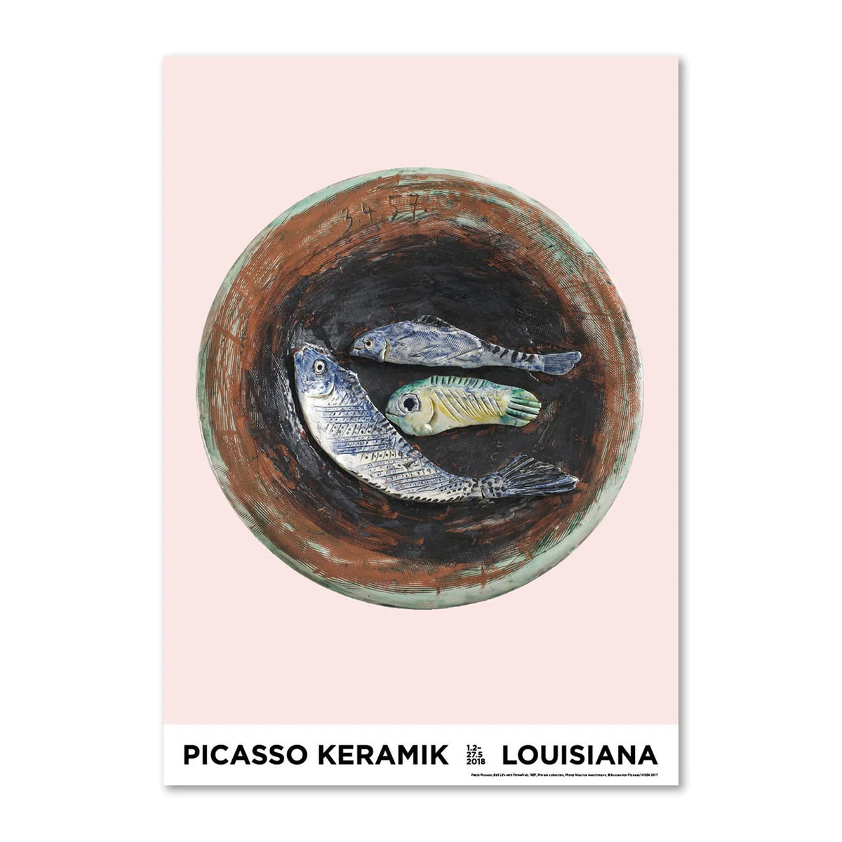 Pablo Picasso《Still Life with Three Fish》Louisiana 原裝海報 A3